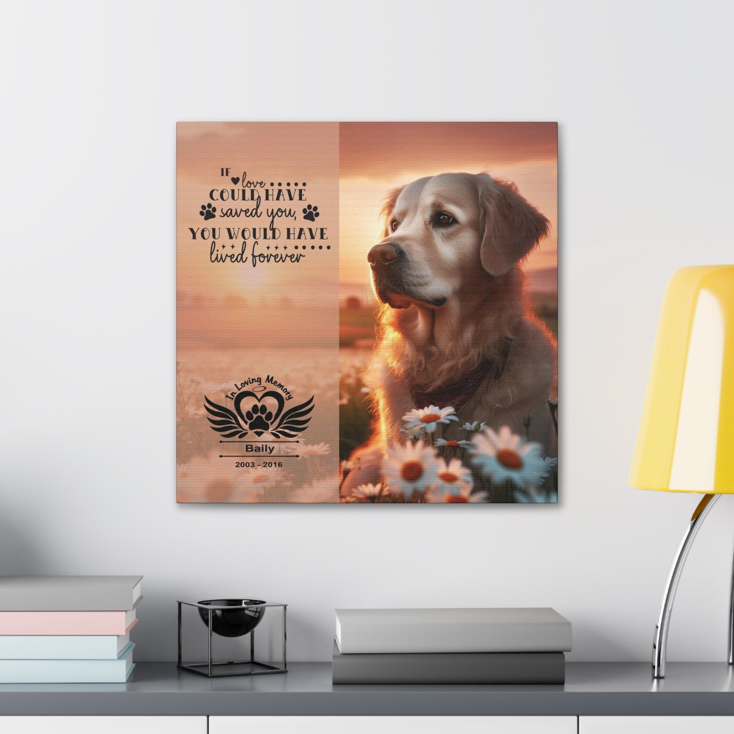 Full Color Beautiful Canvas Gallery Wrap Pet Memorial Wall Art