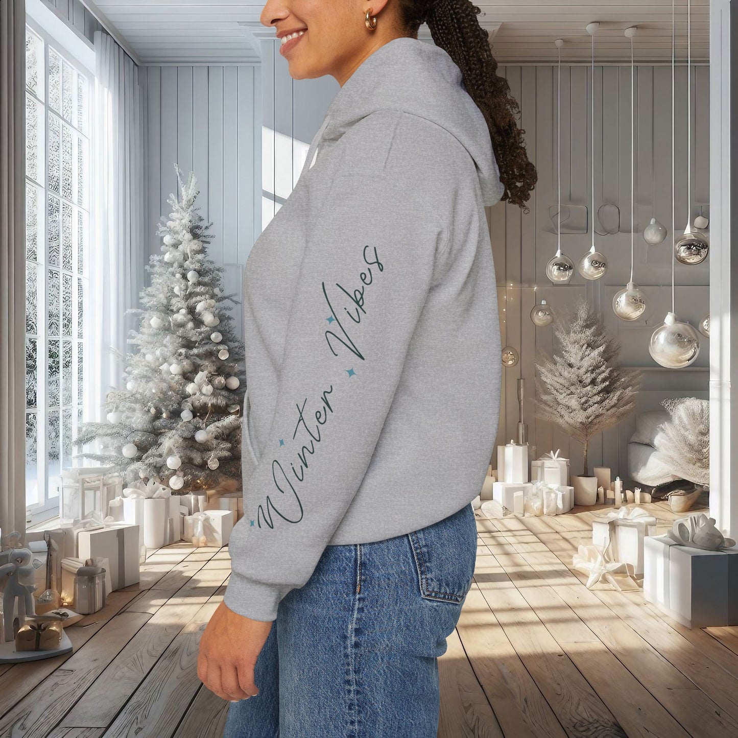 Blue Winter Vibes Hoodie - Cute Unisex Heavy Blend™ Sweatshirt