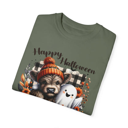 Highland Cow Ghost Halloween Adult T-shirt