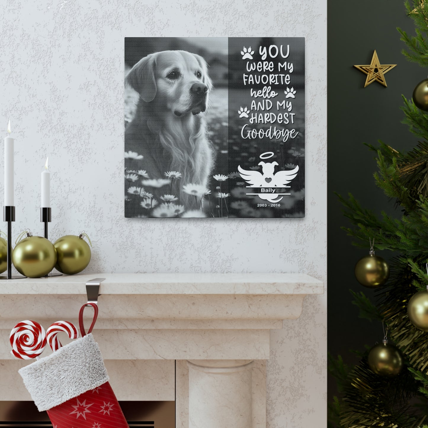 Beautiful Black & White Canvas Gallery Wrap Pet Memorial Wall Art