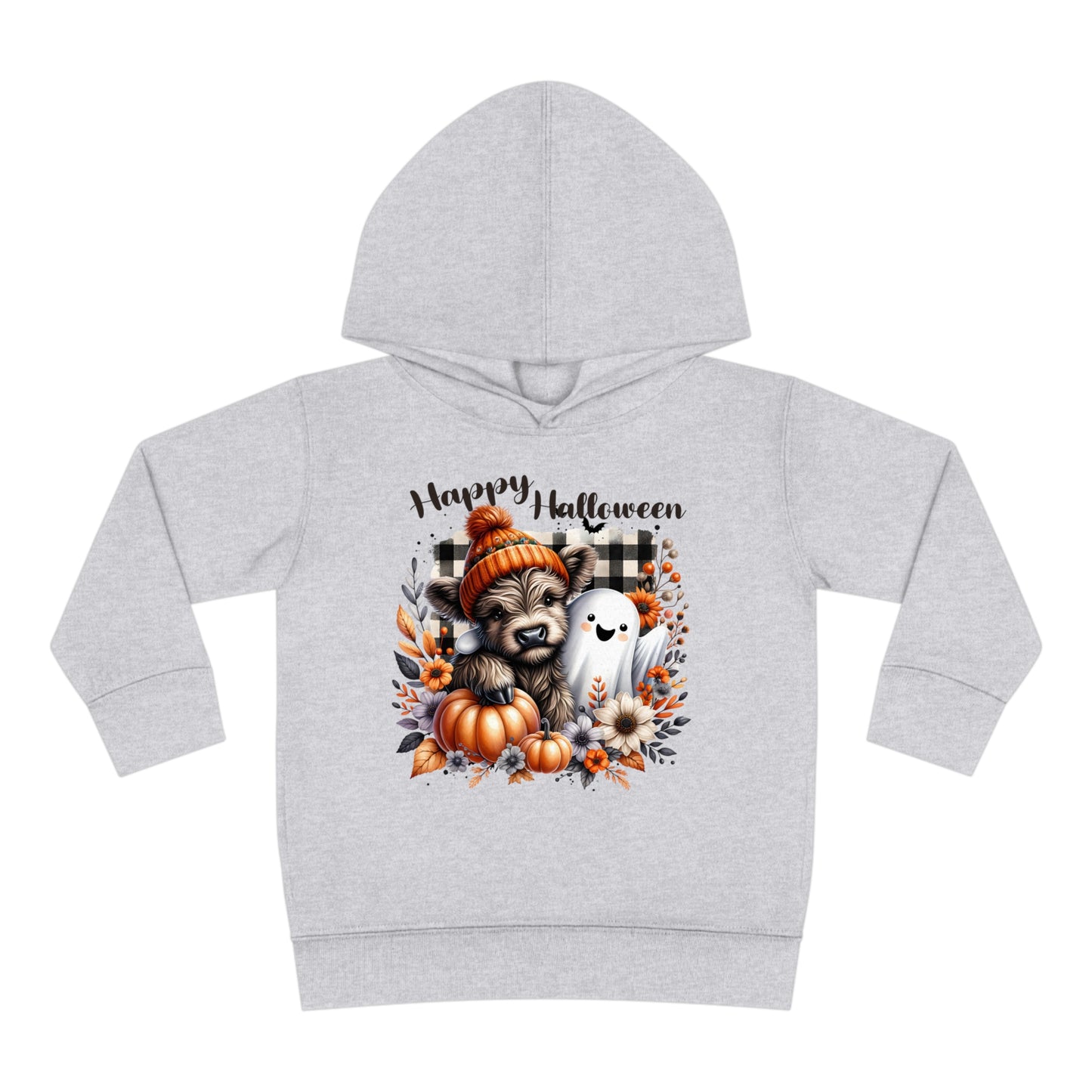 Highland Cow and Ghost Halloween Toddler Fleece Hoodie