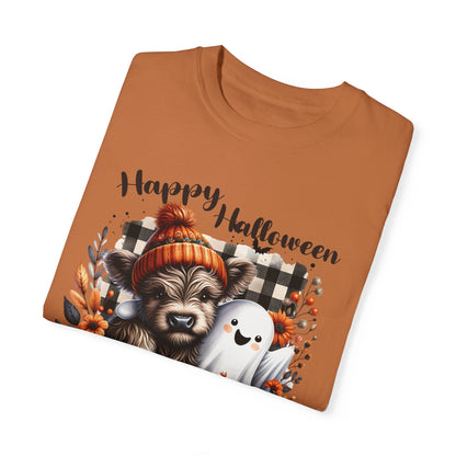 Highland Cow Ghost Halloween Adult T-shirt