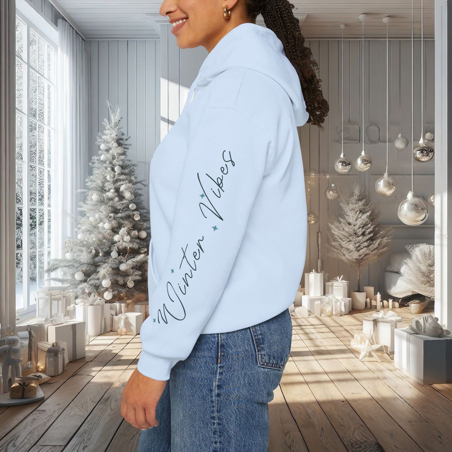 Blue Winter Vibes Hoodie - Cute Unisex Heavy Blend™ Sweatshirt