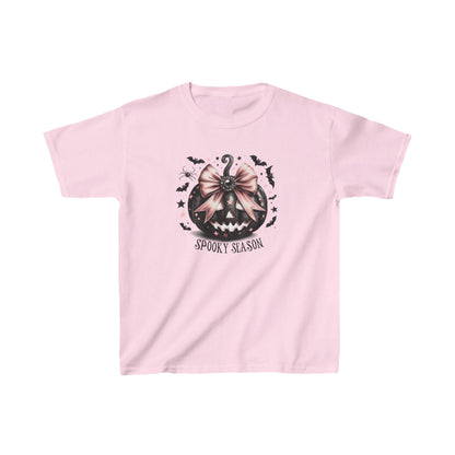 Black Pumpkin Pink Bow Kids Halloween T-Shirt