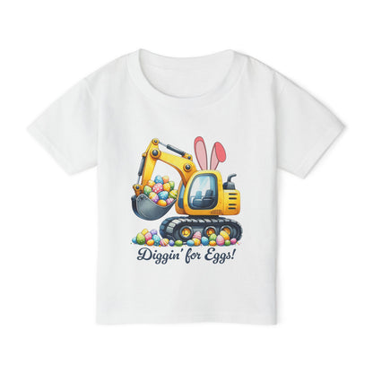 Heavy Duty Toddler T-Shirt -  Diggin' for Eggs with My Bunny Excavator