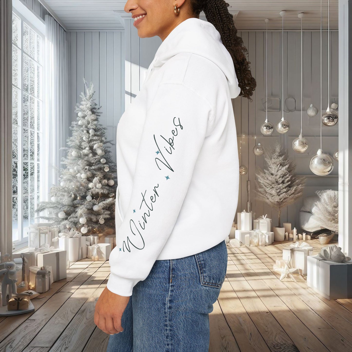 Blue Winter Vibes Hoodie - Cute Unisex Heavy Blend™ Sweatshirt