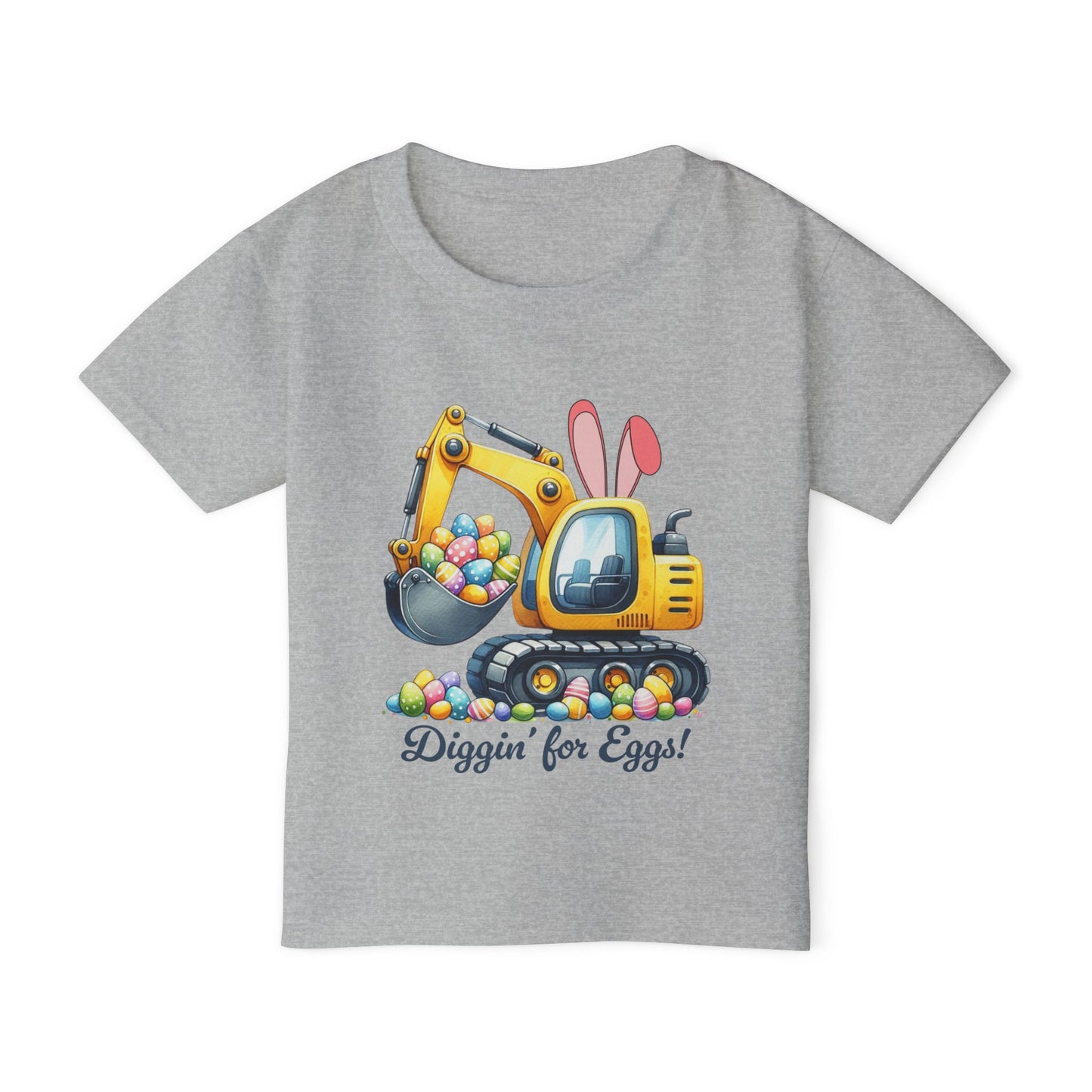 Heavy Duty Toddler T-Shirt -  Diggin' for Eggs with My Bunny Excavator