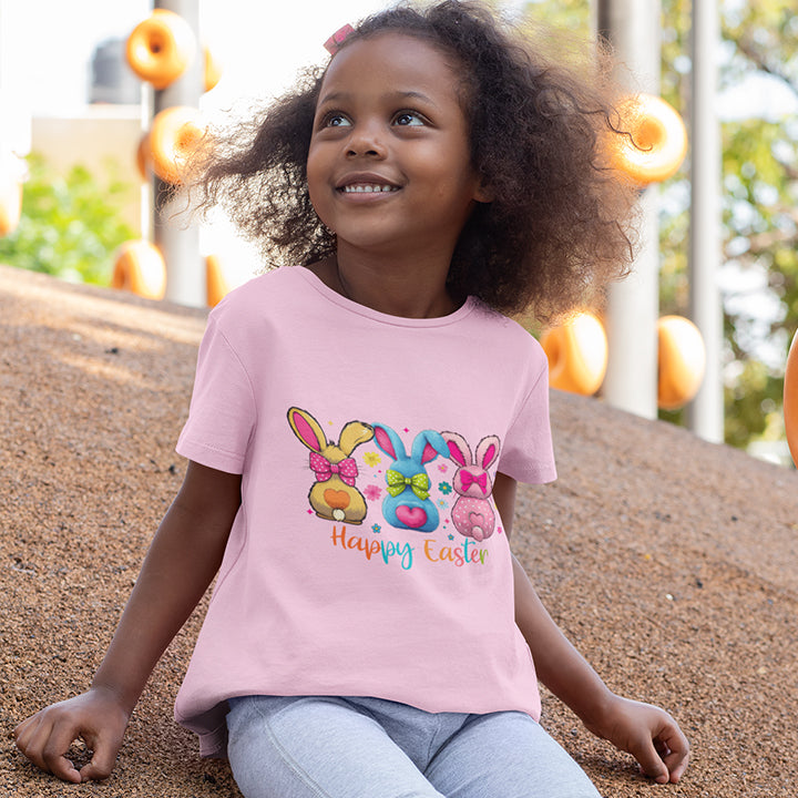 Toddler T-shirt - Cute and Colorful 3 Bunny Coquette Easter Tee