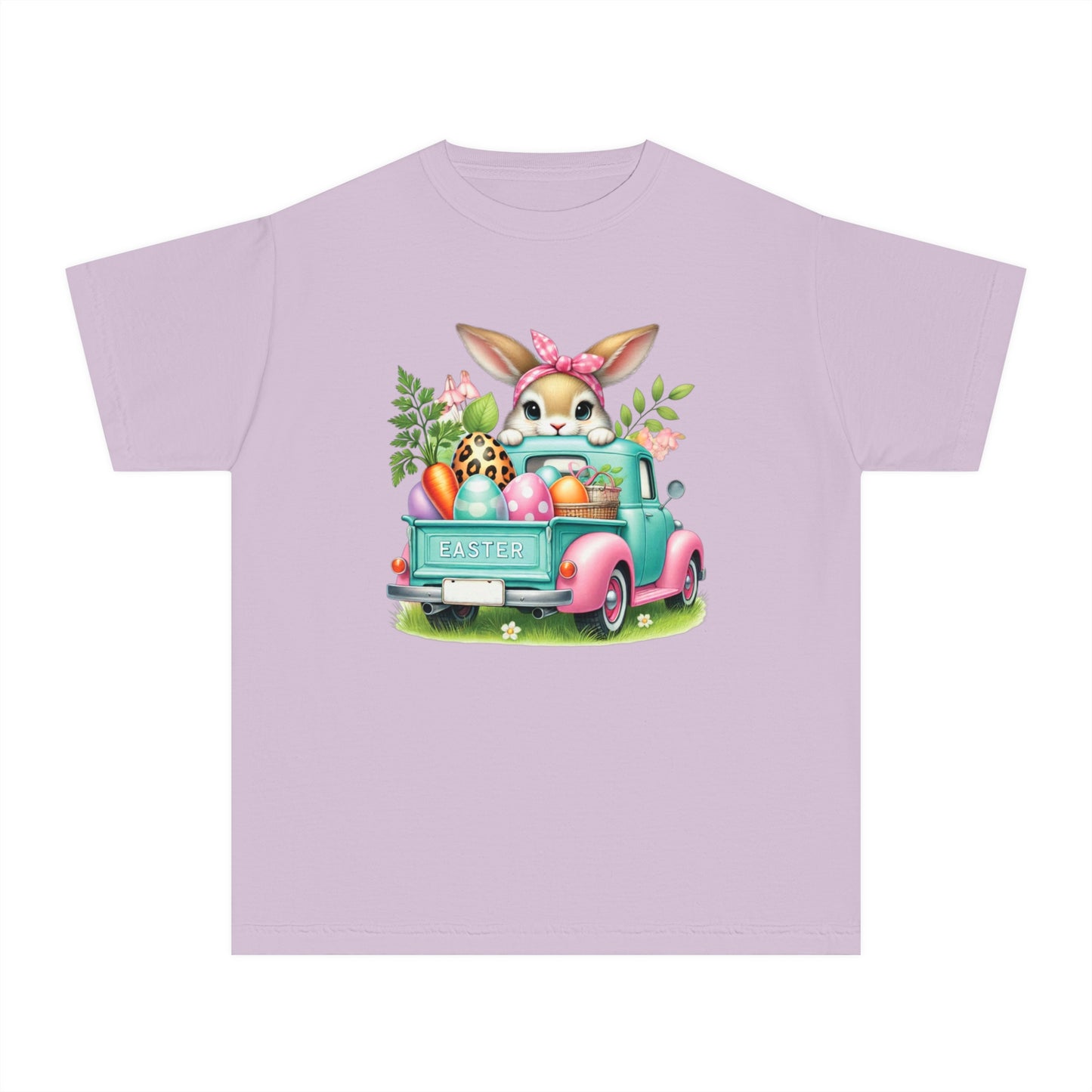 Easter Bunny Youth Midweight Tee - Vintage Truck & Easter Eggs