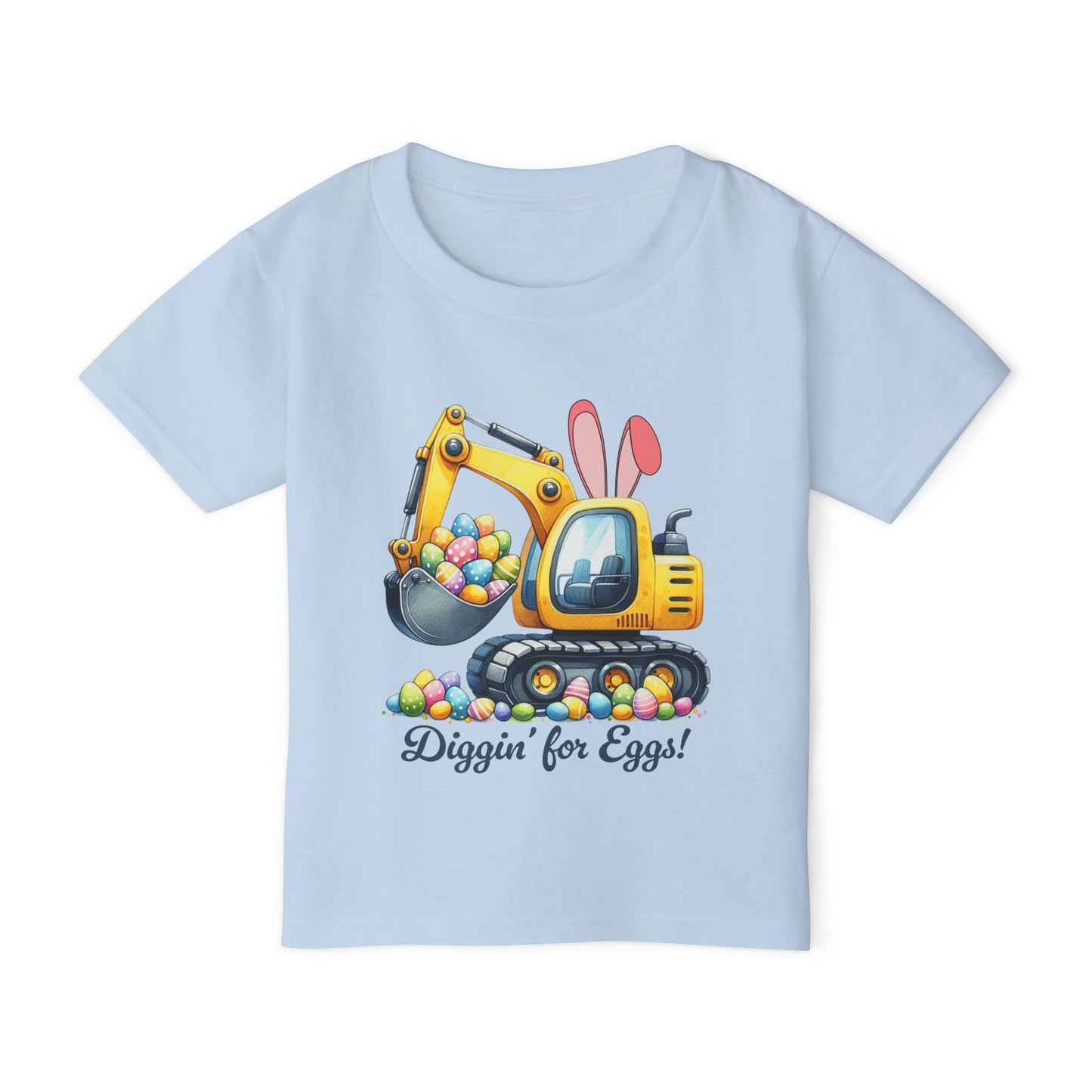 Heavy Duty Toddler T-Shirt -  Diggin' for Eggs with My Bunny Excavator