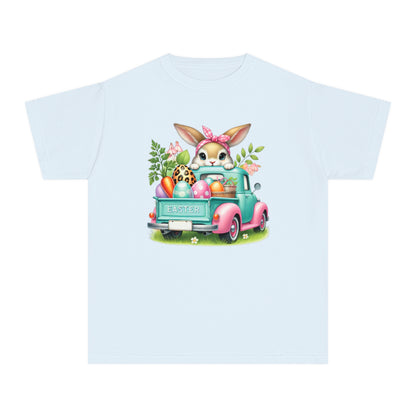 Easter Bunny Youth Midweight Tee - Vintage Truck & Easter Eggs