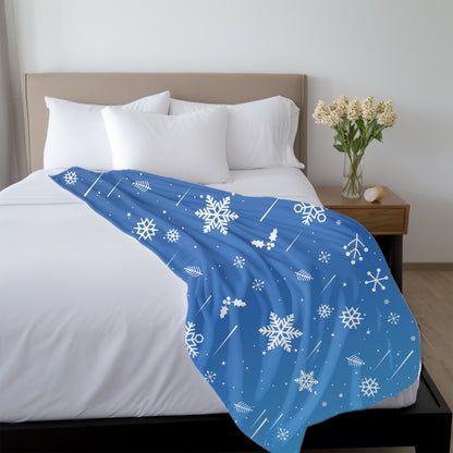 Velveteen Microfiber Blanket - Snowman in blues