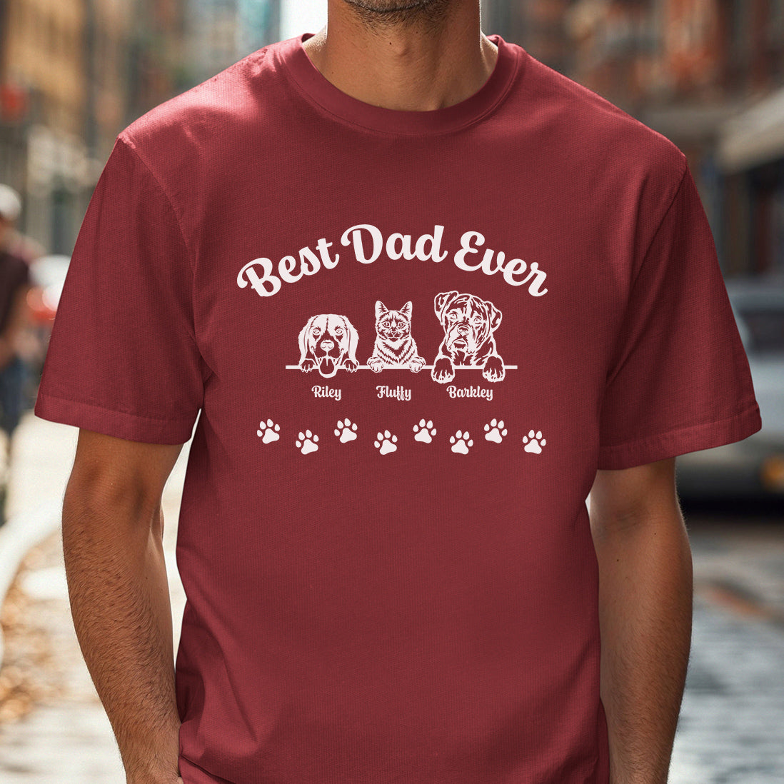 Best Dad Ever - Personalized Tee with up to 5 Pets