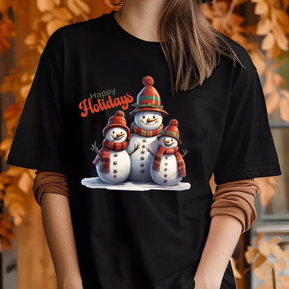 Snowman Family T-Shirt - Happy Holidays