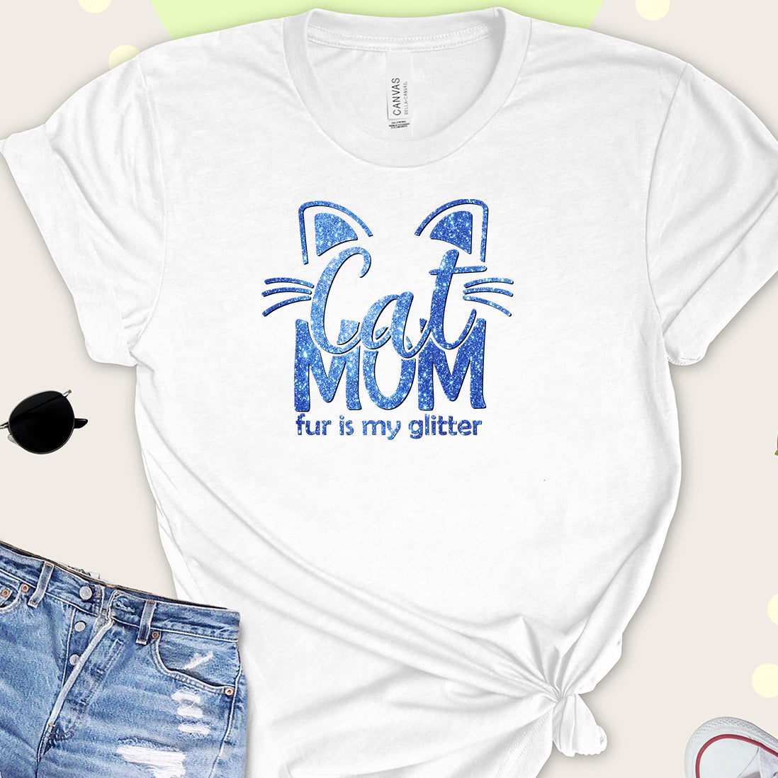 Super Cute Cat Mom "Fur is my Glitter" T-Shirt