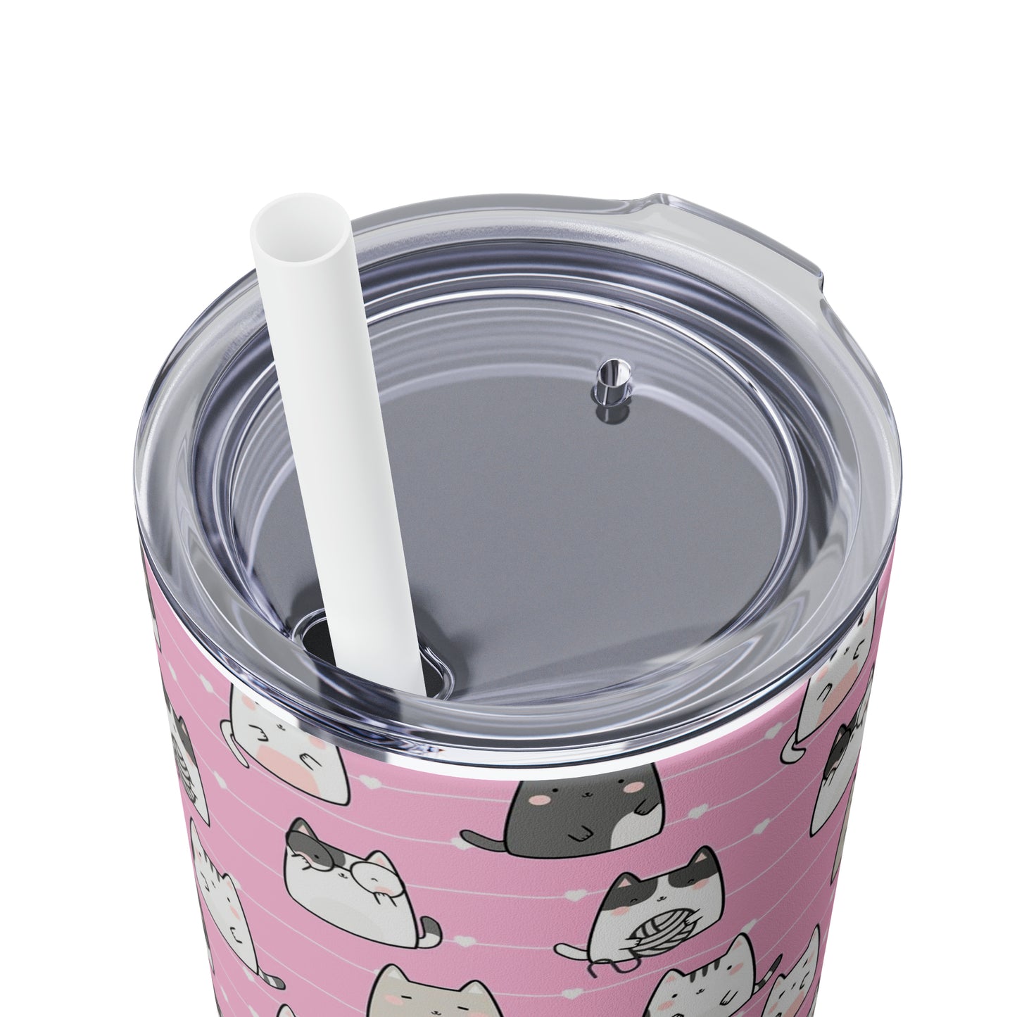 Cats Cats Cats - Skinny Tumbler with Straw, 20oz