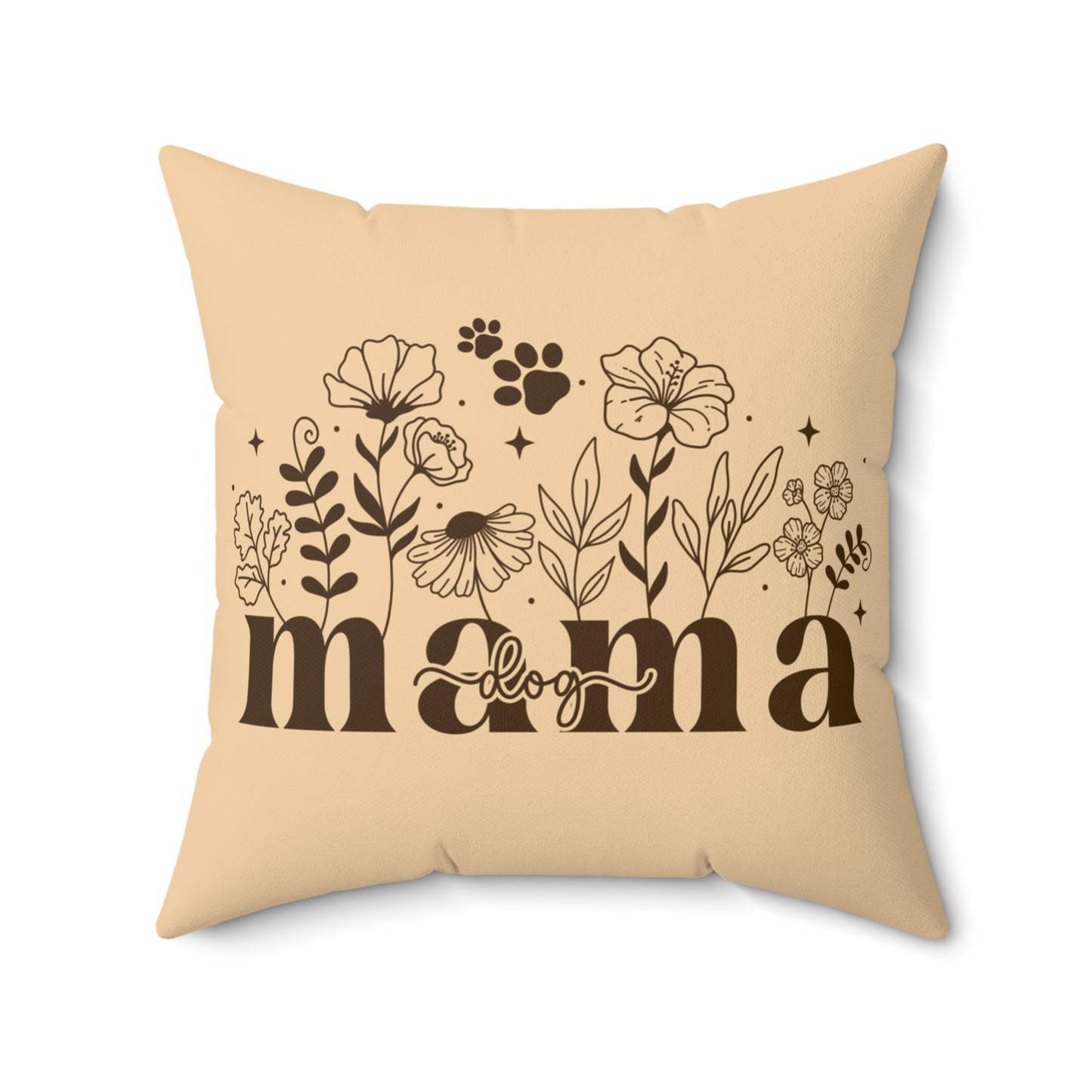 Dog Mama Spun Polyester Square Pillow