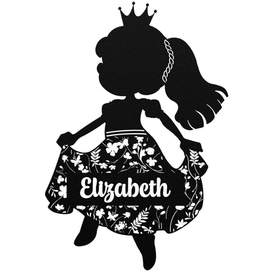 Die-Cut Metal Sign - Personalized Princess Design