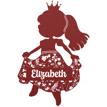 Die-Cut Metal Sign - Personalized Princess Design