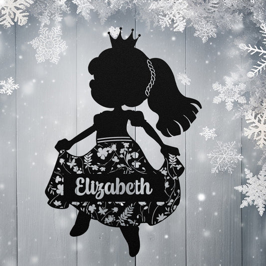 Die-Cut Metal Sign - Personalized Princess Design