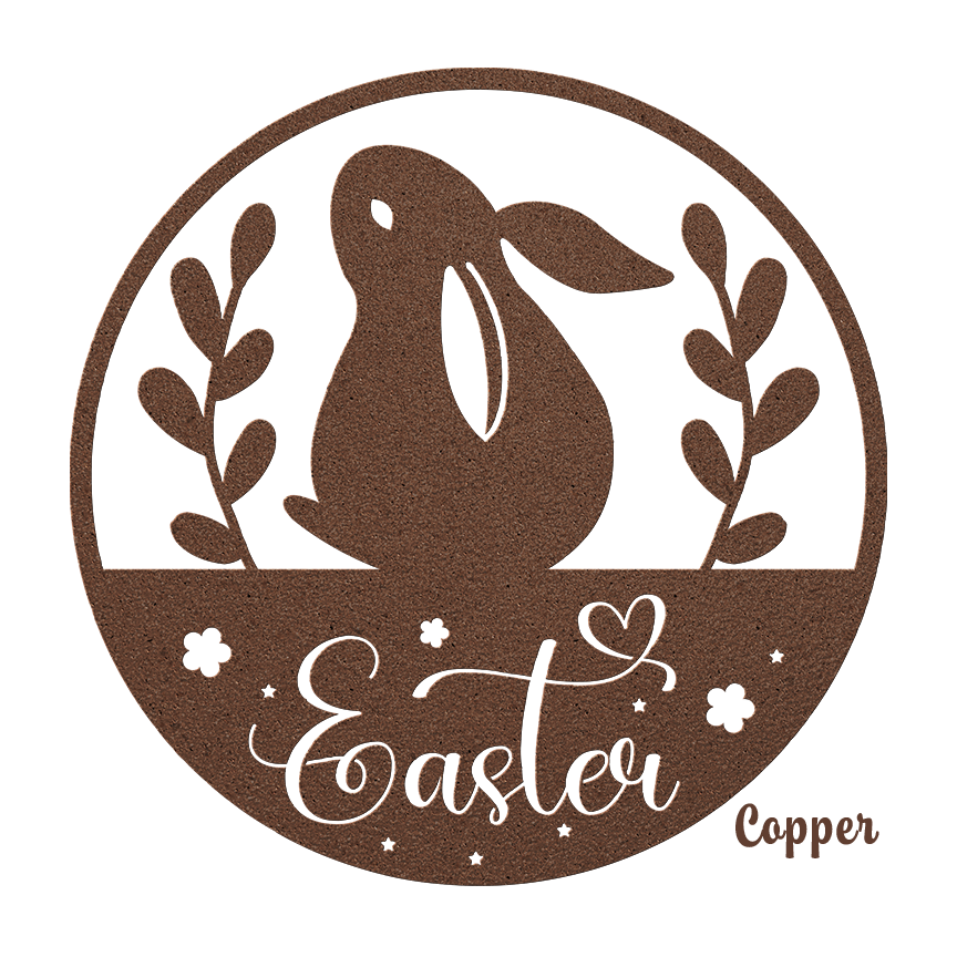 Die-Cut Metal Sign with Easter Bunny