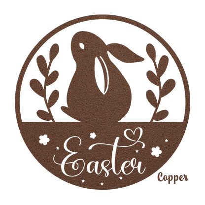 Die-Cut Metal Sign with Easter Bunny