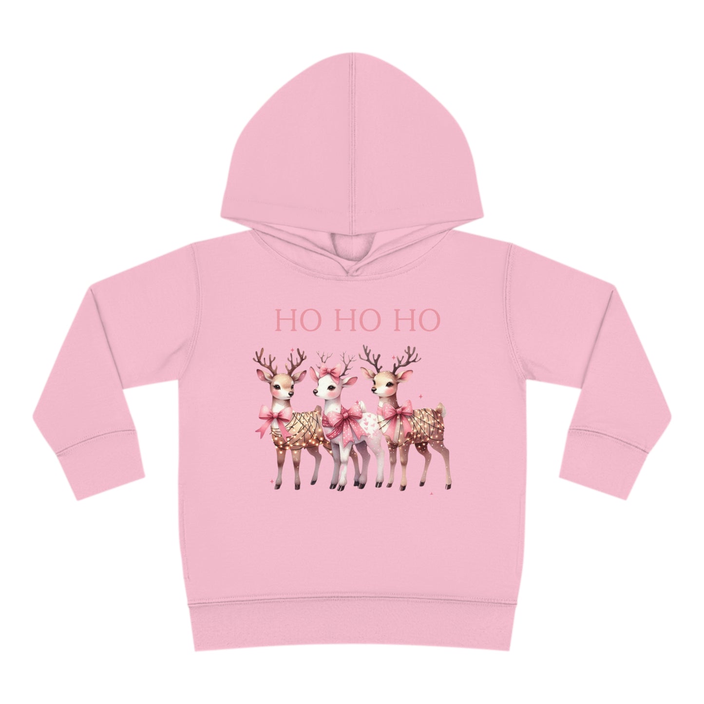 Ho Ho Ho Reindeer - Toddler Pullover Fleece Hoodie or T-Shirt