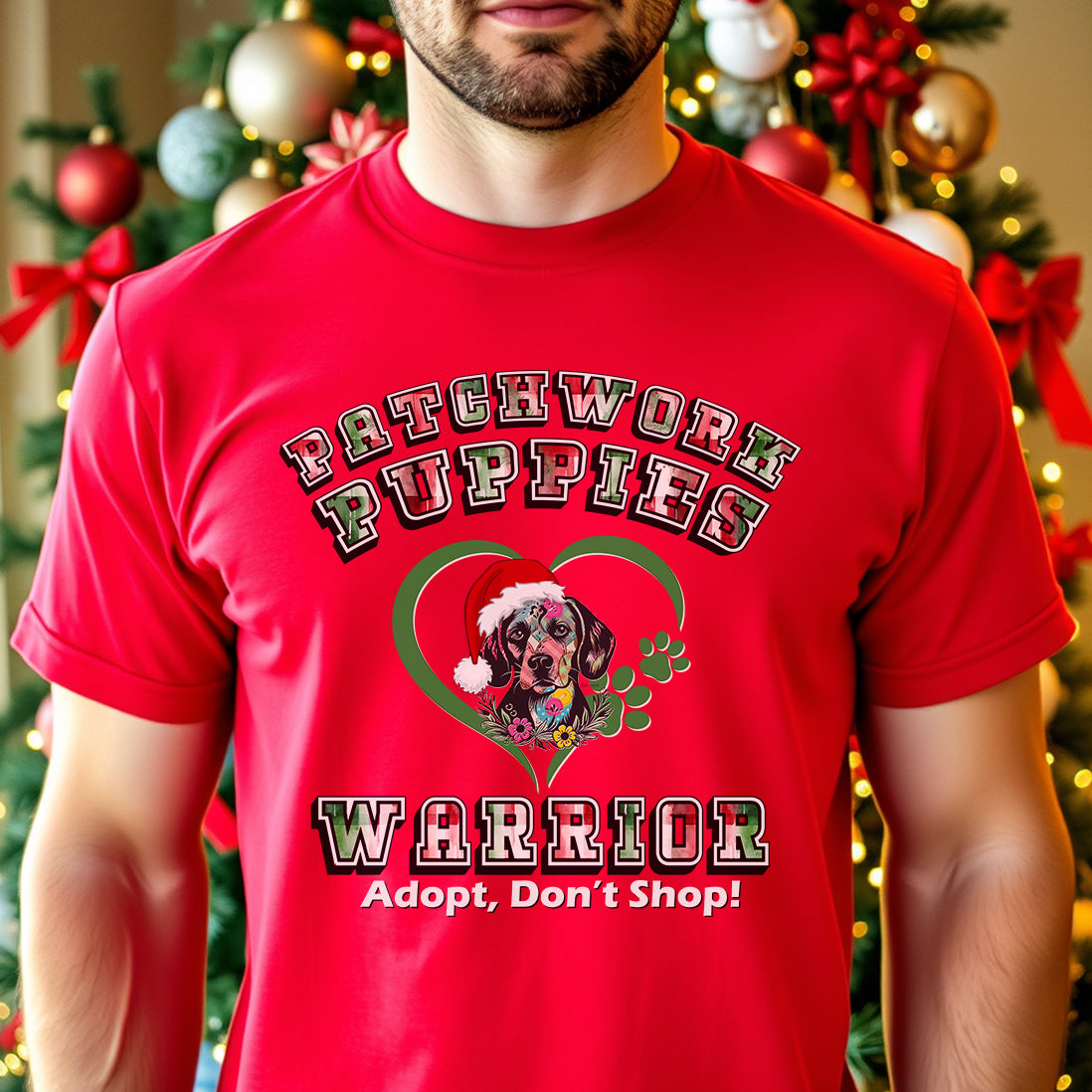 Patchwork Puppies Warrior T-Shirt - Special Christmas Edition