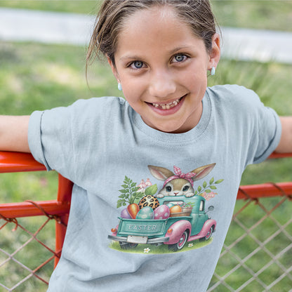 Easter Bunny Youth Midweight Tee - Vintage Truck & Easter Eggs