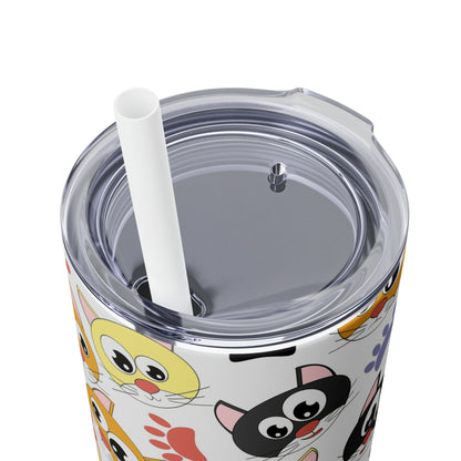 Cats Cats Cats - Skinny Tumbler with Straw, 20oz