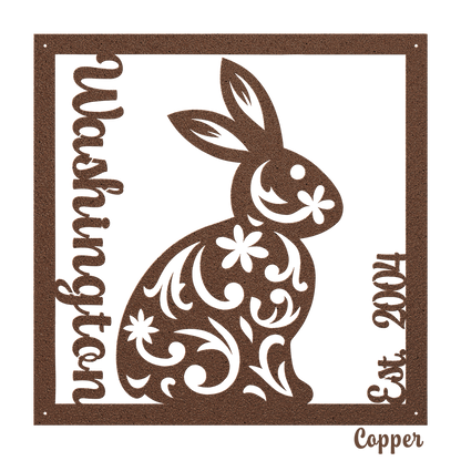 Die-Cut Metal Sign - Personalized - Easter Rabbit