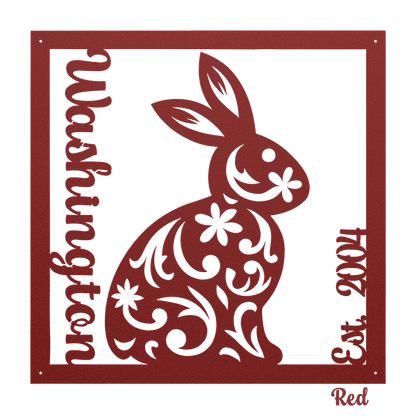 Die-Cut Metal Sign - Personalized - Easter Rabbit