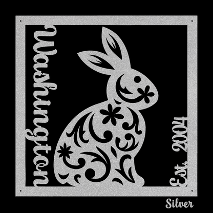 Die-Cut Metal Sign - Personalized - Easter Rabbit