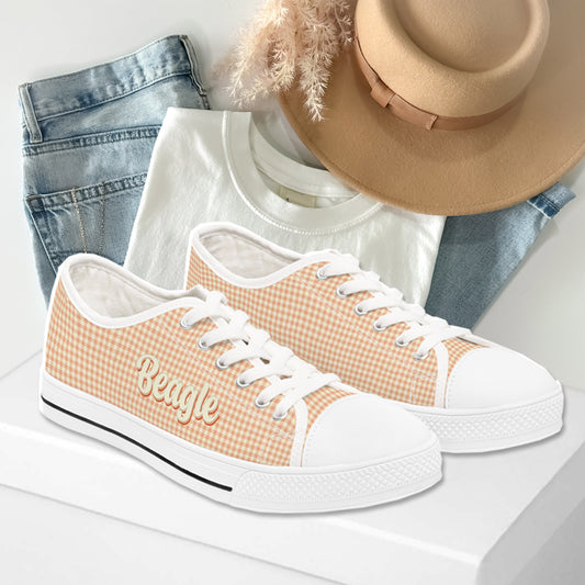 Women's Low Top Sneakers - Gingham Pattern - Choose your Breed & Color