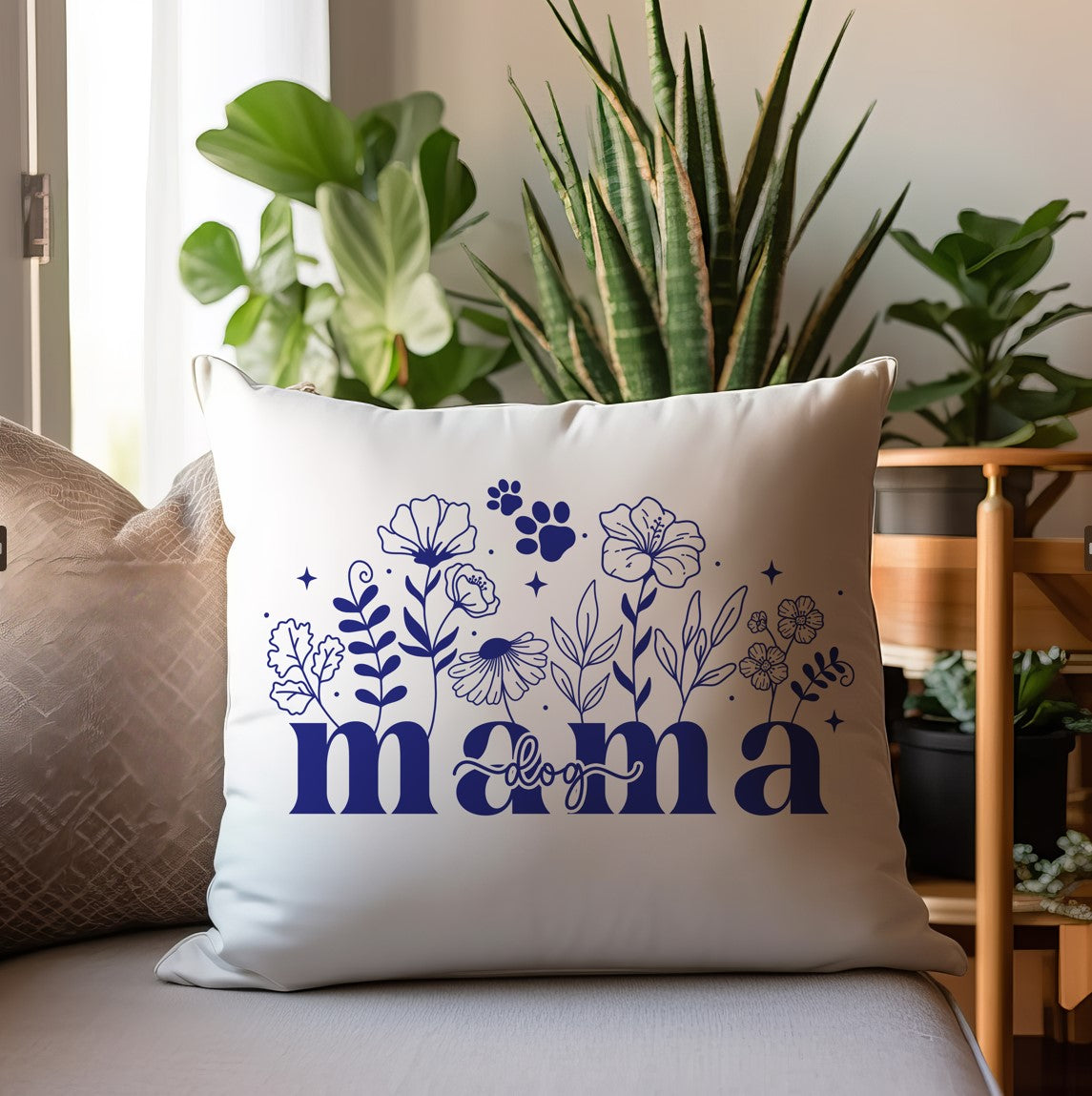 Dog Mama Spun Polyester Square Pillow