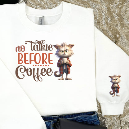 Cute "No Talkie Before Coffee" Long Sleeve Sweatshirt