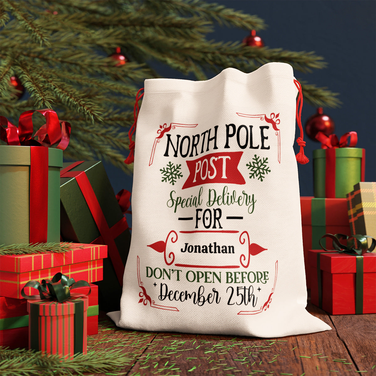 Christmas Gift Sack - Personalized North Pole Christmas Themed