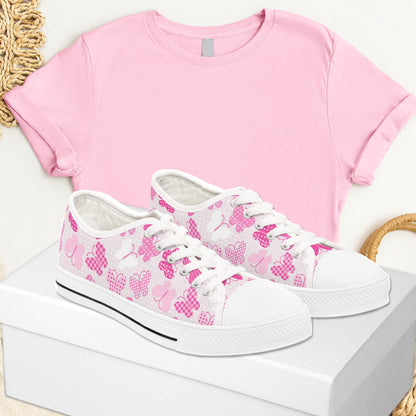 Women's Low Top Sneakers - Pink Butterflies