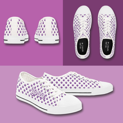 Women's Low Top Sneakers - Paw Prints - Choose your Breed & Color