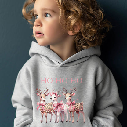 Ho Ho Ho Reindeer - Toddler Pullover Fleece Hoodie or T-Shirt