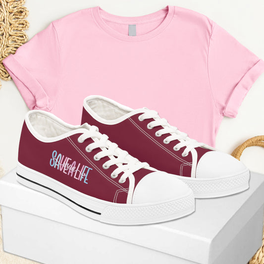 Low Top Women's Sneakers - "Save A Life"  in Multiple Colors