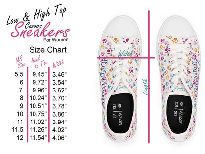 Women's Low or High Top Sneakers - Cute Black & White Cartoon Dog Pattern