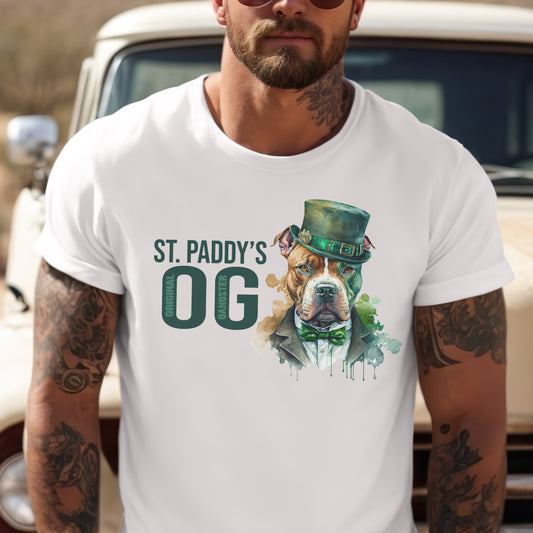 Go Gangster with this St. Patrick's Day T-shirt featuring a Pitbull decked in Irish Victorian Style.