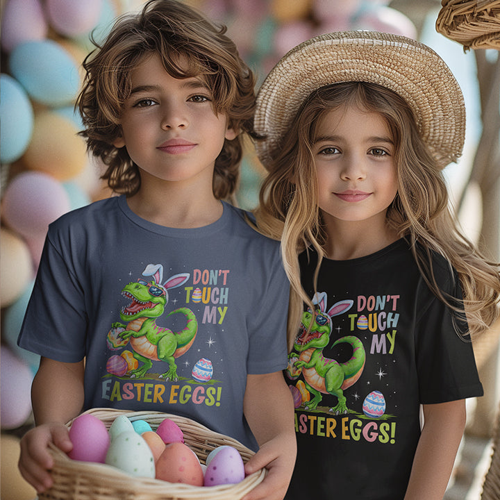 Kids Easter Dino Tee - "Don't Touch My Easter Eggs"