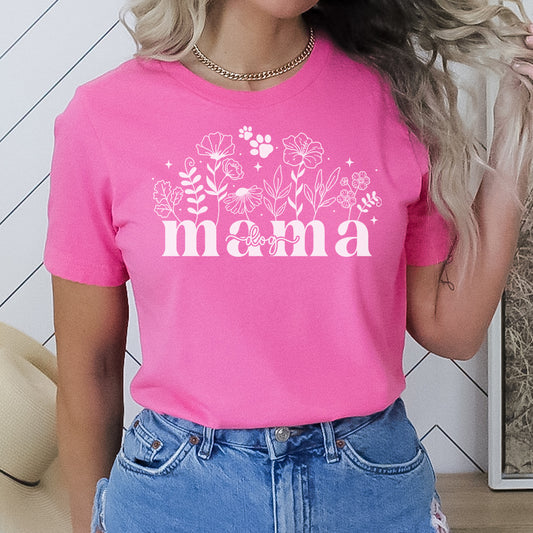 Dog Mama with Flower Garden -  Darker T-Shirt Colors