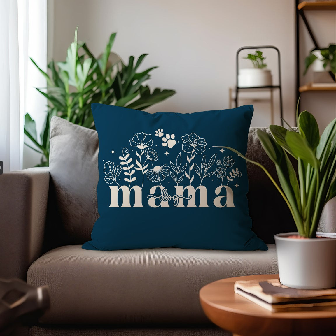 Dog Mama Spun Polyester Square Pillow