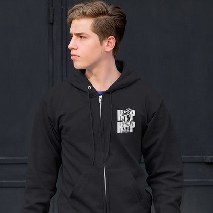 Hip Hop Rabbit Youth Zipped Hoodie - Cool Streetwear for Kids