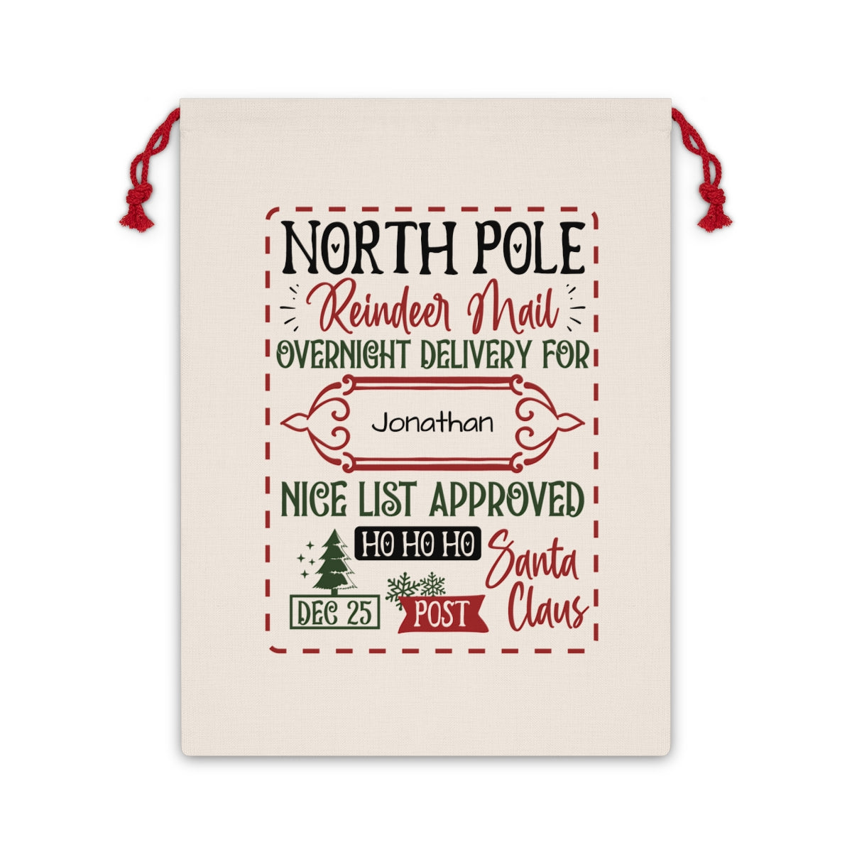 Christmas Gift Sack - Personalized North Pole Christmas Themed