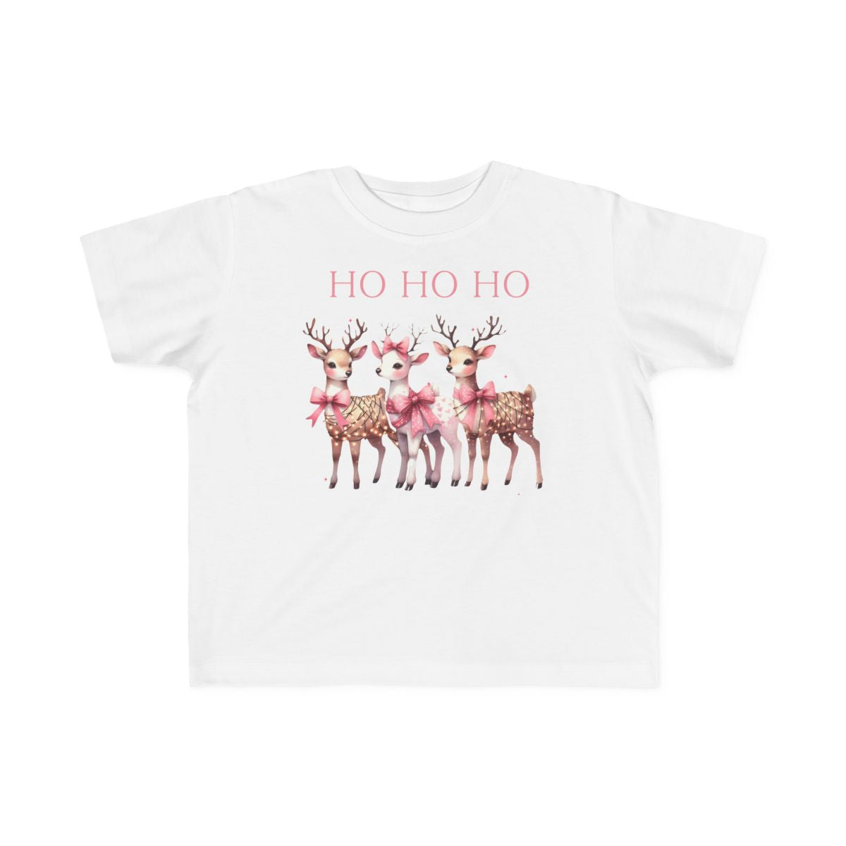 Ho Ho Ho Reindeer - Toddler Pullover Fleece Hoodie or T-Shirt